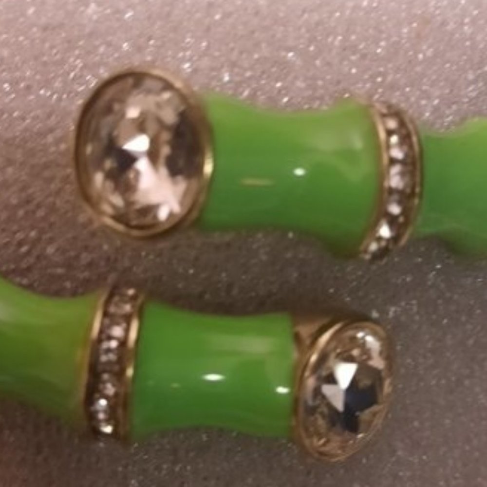 HEIDI DAUS "Bamboozled" Crystal Green Enamel Cuff Bracelet